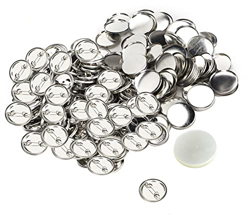 Buttonrohlinge 25mm, 100 Stück Buttons Anstecker Knopfteile Metallknopf Runden Buttons zum Selbstgestalten Satz Pin Buttons Zubehör, für Buttonmaschine DIY Handwerk (100 Sätze 32-mm-Metallabzeichen)
