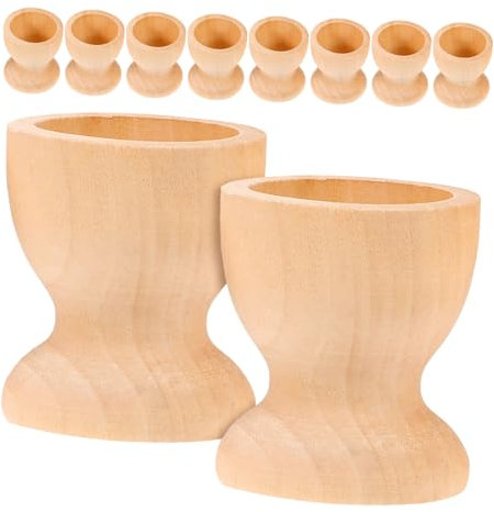 Mobestech 10pcs Wooden Egg Holder Unfinished DIY Cups for Easter Decoration Kitchen Storage and Tabletop Display Collecting and Serving Soft Boiled Eggs