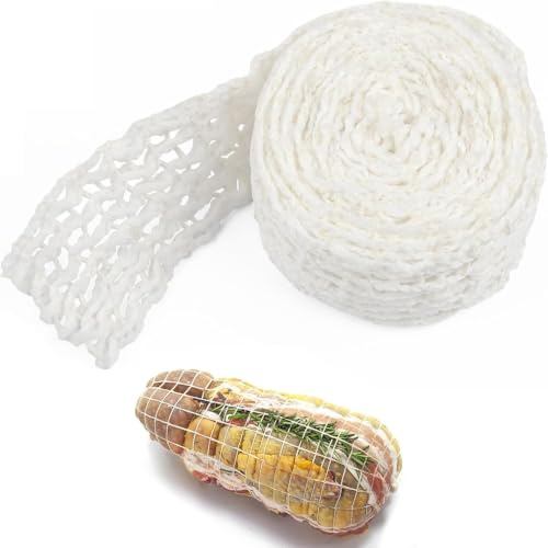 Schinkennetz Weiß 300cm, Rollbratennetz Schinkennetz, Fleischnetz Rolle Weiß, Lebensmittelqualität Bratennetz Elastische Netz, Fleischnetz Perfekt zum Braten, Räuchern, Lufttrocknen