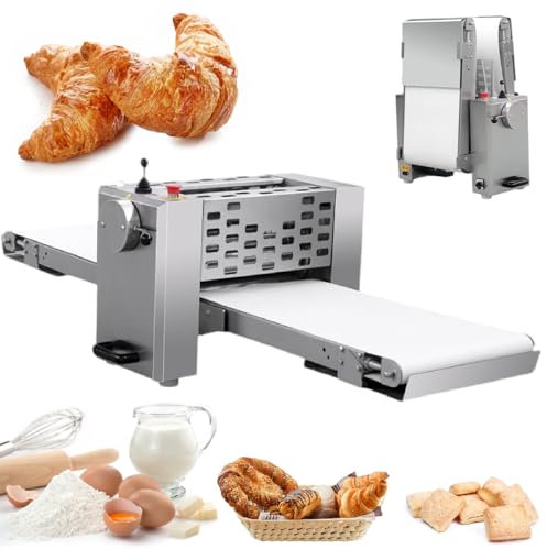 Stendipasta Pieghevole - Rullo Elettrico 12 con Spessore Regolabile da 0.04 a 1.38, Macchina Stendipasta da Banco per Pizza, Cornetti, Pasticceria,110V