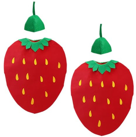 HOODANCOS 2juegos Disfraces Niño Niña Fresa Halloween Trajes Cosplay Adorable Frutas Niño Niña y Ropa Con Sombrero Para Eventos Escolares y Fiesta Temática