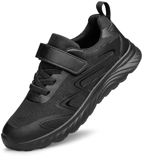 Raoendis Barnskor Löparskor Pojkar Sneaker Flickor Sportskor Barn Träningsskor Lätt Fitnessskor Bekväm Tennisskor Inomhusskor Utomhus Svart 27