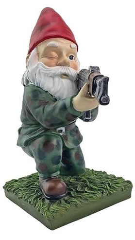 Nains de jardin militaires en résine – Statues naines de l'armée amusantes peintes à la main pour décoration de pelouse, patio et cour