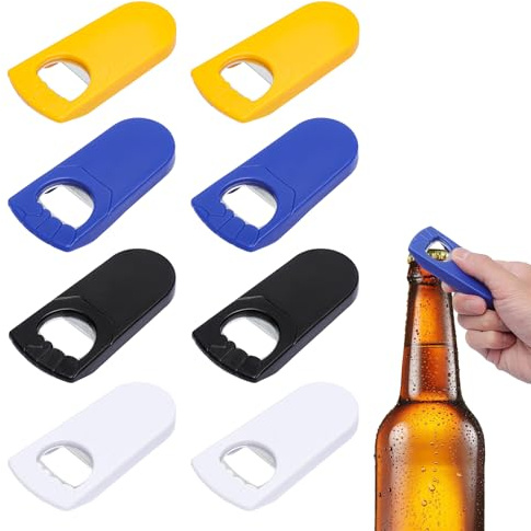 8PCS Flaschenöffner Set, Edelstahl Bierflaschenöffner in 4 Farben | (Schwarz, Weiß, Blau, Gelb), Tragbarer Bottleopener, Metall Bieröffner Mehrfarbig für Party, Camping, Küche und Hausgebrauch