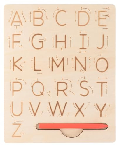 iplusmile Pizarra Montessori De Escritura Tablero De Calco De Letras Y Números De Madera Herramienta De Rastreo para Niños con Bolígrafo Juego Educativo Preescolar 8.66X6.88X0.39In