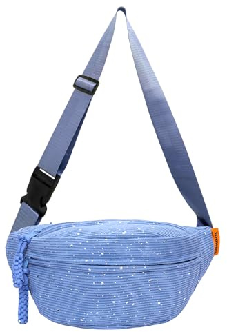 Cord Bauchtasche für Damen Herren, Crossbody-Hüfttasche Umhängetaschen Brusttasche Cord Erwachsene mit 3 Tasche und Verstellbarem Leichte Gürteltasche für Jungen Sportlich Wandern (C-Blau)