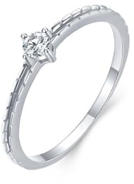 Stfery Ringe 14K Weißgold Damen, Diamantring Personalisiert Au585 Gr.47 (15.0)