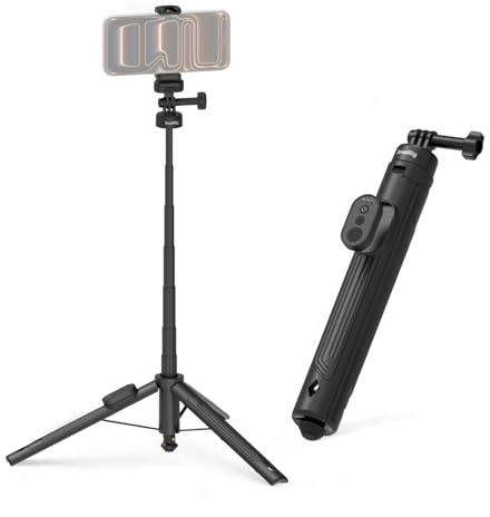 SmallRig 59 Selfie Stick Tripod with Remote & Phone Clamp, Extendable Tripod Stand for DJI Osmo Action 6/5 Pro/4, for GoPro Hero 13/12/11, for Insta360 X5/X4, for iPhone 16/15/14, for Android - 5464