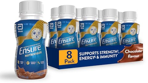 Ensure NutriVigor - Chocolate Flavour Shake–8x220ml– nutritional supplement | Boosts Energy – Ready-to-Drink – Food Supplement with Protein, HMB and27 Vitamins and Minerals