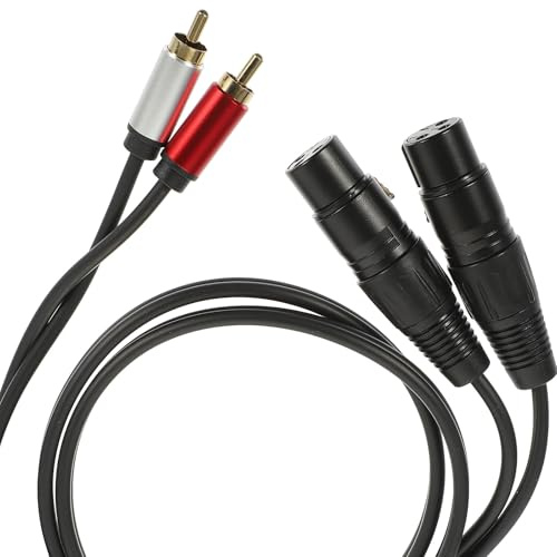 IMIKEYA Cavo audio Rca a Xlr bilanciato, adattatore di segnale doppio connettore maschio Rca e doppio connettore femmina Xlr, 1 metro, alloggiamento rosso e argento, mixer e apparecchiature audio