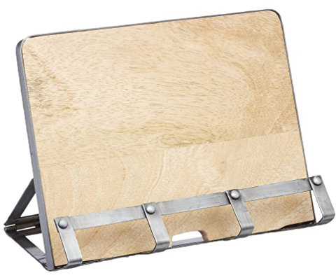 Industrial Kitchen Atril para Libros y Tablets, Metal / Madera, 26 x 21 cm