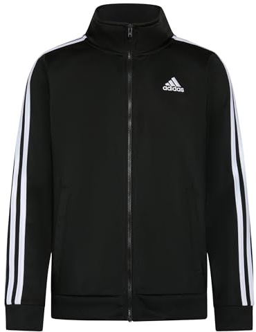 adidas Boys Zip Front Iconic Tricot Jacket, Adi Black, M (10/12)