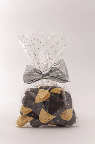 Italpak Buste Trasparenti, Sacchetti Trasparenti per Alimenti Pois, 50 pezzi (Oro, 15x25cm)