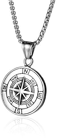 AZFVBQL Compass Necklace for Men Chain Compass Pendant Male Jewelry