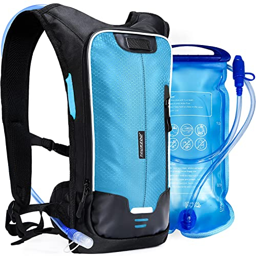 TOURZOO Wanderrucksack Trinkrucksack Wasserrucksack Wandern Radfahren Wasserdichte Tasche mit 2L BPA-freier Blase Outdoor Laufen, Camping, Klettern Blau