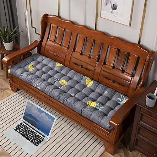 Cojín de banco para 2 a 3 plazas, práctico tapete de banco con correas antideslizantes y diseño de golpes, cómodo cojín de banco de algodón para bancos, sofás de madera maciza, columpio