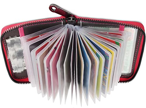 KELEKELE Kartenetui Damen Herren Kreditkartenetui Leder-20 Karten (Rosarot)