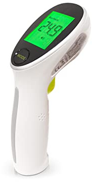 QUIRUMED Termómetro infrarrojos sin contacto, termómetro para adultos, para bebés, niños, Apagado automático, Función de memoria, Alarma visual y acústica, Temperatura de lectura instantánea
