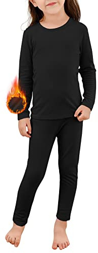 Thermal Underwear for Kids Ski Long John Set Unisex Base Layer Kids Winter Clothes Black 2X-Large (120) /5T-6T
