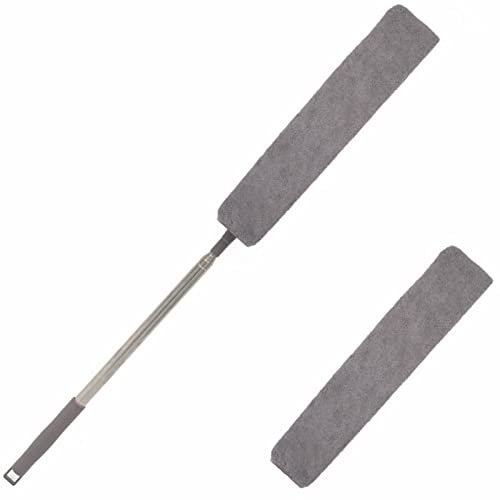 Retractable Gap Dust Cleaner, Under Refrigerator/Sofa Cleaning Tool, Microfiber Gap Duster with Extendable Pole 32-100 Inches, Suitable for Underneath Cleaning of Furniture, Fridges, Couch, Bed Gray