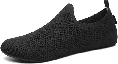 SAGUARO Hausschuhe Damen Herren Leicht Hüttenschuhe Atmungsaktiv Rutschfest Flache Pantoffeln Bequem Weich Flexibel Schlappen Home Cozy Geschlossene Slippers, Schwarz 38/39EU