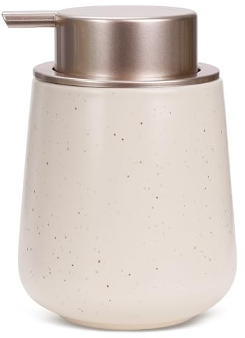 Seifenspender Beige Umlaca Spülmittelspender,Nachfüllbarer Keramik 350ml,Großer Pumpenkopf für Leichtes Pressen,Geeignet für Kinder,Spülmittel,Seifenmühle,Handseife,Waschmittel,Dusche,Küche