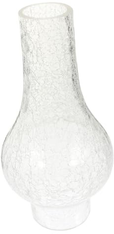 Lampenschirm für Öllampe aus Glas mit Rissiger Struktur im Retro Stil | Transparentes Ersatzglas für Petroleumlampe, Fein Geschliffen mit Angenehmer Haptik, Vielseitig Einsetzbar