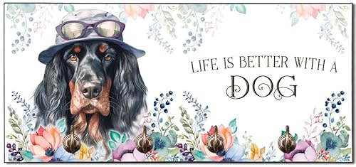 Cadouri Design-Hundegarderobe mit Gordon Setter - Leinenhalterung für Halsband, Leine & Geschirr - originelles Geschenk für Hundebesitzer - handgefertigt