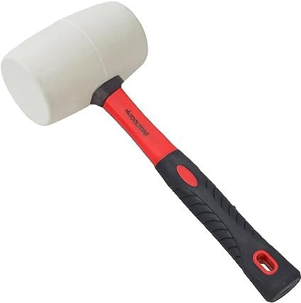 Dunnet Tools Heavy Duty White Rubber Mallet 32oz / 900g with Fibreglass Handle Anti Marking Rubber Mallet Hammer with TPR Grip Ideal for Tiling, Bricklaying Camping Hammers & Mallets