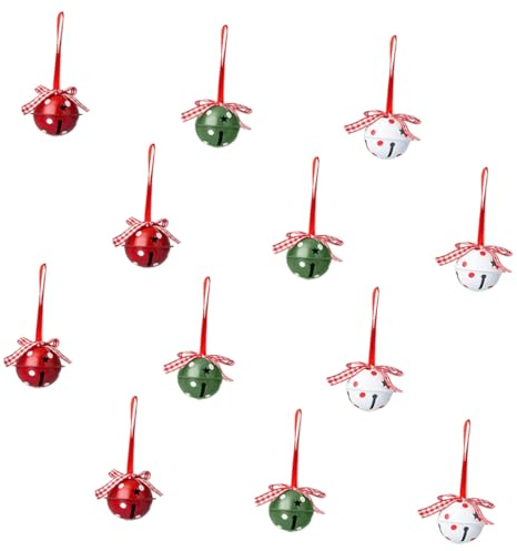 ABOOFAN 12 Stück Metall Weihnachtsglocken Zum Aufhängen Mit Schleife Bunte Selbstgemacht Weihnachtsbaumschmuck Anhänger Langlebige Glocken Für Baum Und Türdekoration