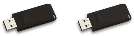 Verbatim Slider USB-Stick Drive 32 GB, USB 2.0, USB Speicherstick, für Laptop Notebook Ultrabook TV Autoradio, USB 2.0 Stick, Datenstick mit Schiebemechanismus, Schwarz (Packung mit 2)