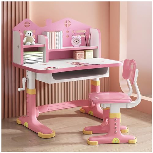 SINBINTA Set aus Schreibtisch und Stuhl für Kinder, höhenverstellbar, mit Schublade, Bücherregal, für Jungen und Mädchen, Schule und Studium