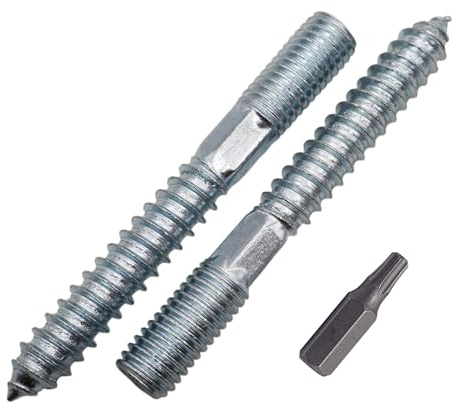 SKIR'CO (15 Stück) Stockschrauben M10 x 80 mm, Dübelschrauben mit Doppelgewinde, Doppelkopfschrauben