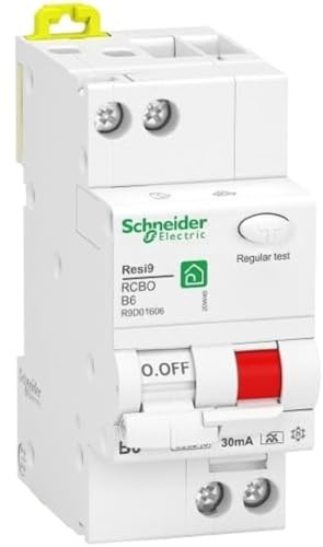 Schneider Electric FI-/Leitungsschutzschalter Resi9, 1-polig+N, 6A, B-Charakteristik, 30mA, Typ A, 6kA, Artikelnummer R9D01606