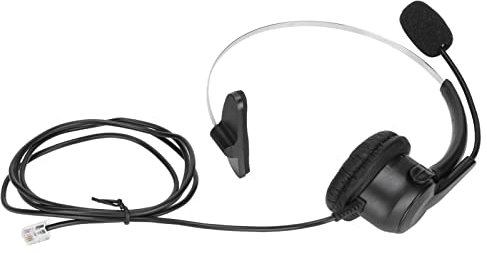 Cuffia Telefonica RJ9 Auricolare con Microfono Regolabile per Telefono Fisso Domestico e Ufficio Call Center