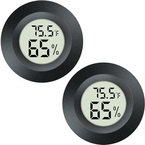 2 Pack Mini Hygrometer Thermometer Gauge Indoor/Outdoor Digital LCD Monitor Humidity Meter for 3D Printers Reptile Terrarium Humidor Jars Fahrenheit/Celsius(℉/℃) by DWEPTU