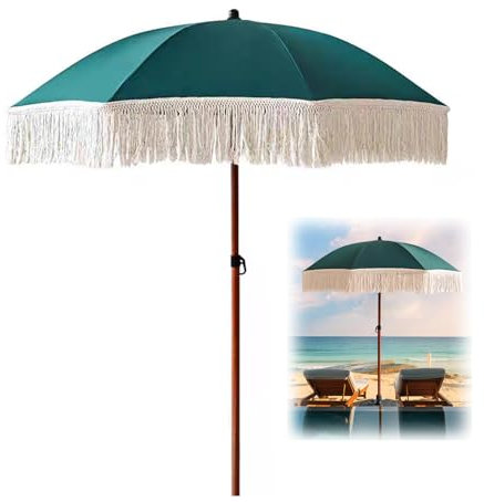 NRNQMTFZ Parasol De Jardin Exterieur 160cm Parasol Plage Pliable Parasol Balcon avec Frange Parasol De Marché,pour Jardin, pelouse, Piscine, Table de Cour