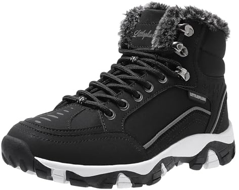 Littleplum Damen Winterstiefel Warm Gefüttert Trekking Schuhe Herbst Outdoor Schneestiefel Winterschuhe,AllesSchwarz,41 EU