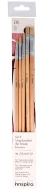 INNSPIRO Set di 5 pennelli piatti manico lungo n. 2, 4, 6, 8, 10