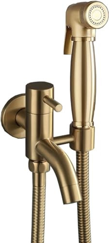 Toilet Hand Shower Complete Kit, Built-in Toilet Hand Shower,Copper High Pressure Toilet Spray Gun (D)