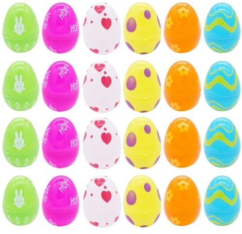 PLNVNVP 24Pcs Huevo de Pascua, Huevos de Pascua de Plástico Rellenables Sorpresa, para Regalos de Pascua niños