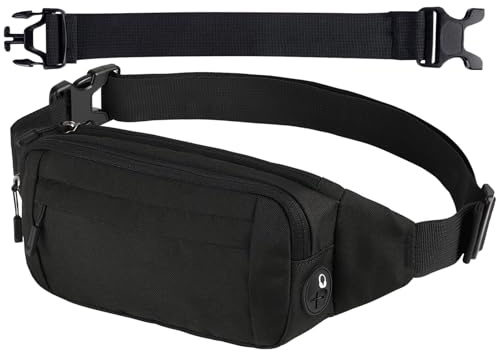 JSTHHTT Bauchtasche Herren und Damen, Gürteltasche Sport, Schwarz Hüfttasche, Unisex Wasserabweisende Gürteltasche für Festival, Reise, Wanderung und Outdoor-Aktivität