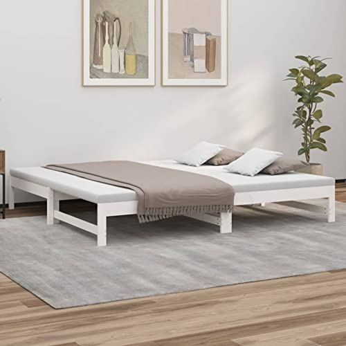 Festnight Tagesbett Ausziehbar 90x200 cm Ausziehbett Ausziehbares Bett Sofabett Einzelbett Doppelbett Jugendbett Gästebett Funktionsbett Bettsofa Kinderbett Schlafsofa Bettgestell Holz Bettrahmen