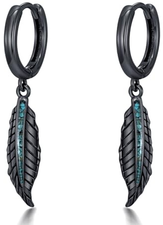 Midir&Etain Feder/Schwert/Spitze/Kreuz/Davidstern Hänge Ohrringe für Männer Frauen 925 Sterling Silber Punk Ohrring Malachit Türkis Schmuck Geburtstags Geschenk