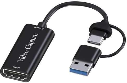 Carte D'acquisition Video USB-A/USB-C 3.0 à HDMI de MMOBIEL – 60FPS Max 4K in 1080p Out – Carte de Capture Vidéo et Audio – Streaming et Enregistrement – pour PS5, PS4, Xbox, Switch, OBS, PC etc.