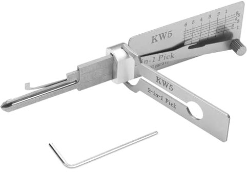 Kw5 2 in 1 Lock Pick and Decoder Tool, Iron Master Key Decoder, Professional Locksmith Tool Car Key Reader, Stainless Steel Auto Lock Picking kit for Beginners