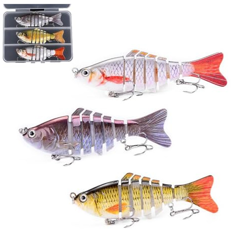 3 Stück Angelköder, Mehrgelenkige Hecht Köder, Angelköder Fische Angeln Set, Süßwasser Salzwasser Angelzubehör, Angeln Geschenk für Männer