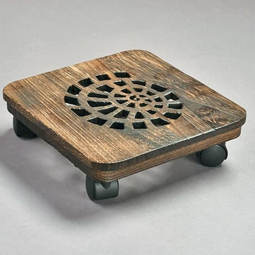 Zdlopteron Plataforma con Ruedas Madera Maciza con Ruedas y Bandeja de Drenaje,Soporte para Macetas 70 kg Capacidad,Carro para Plantas 21/25/30/33 cm Ayuda al Transporte para Plantas(B,21cm)