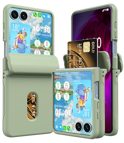 DAKORIE Case for Samsung Galaxy Z Flip 7 Case with Card Holder, Full Body Protector with Hinge Phone Cover for Samsung Galaxy Z Flip 7 5G 2025 - Green