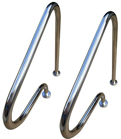 MYRDBT Pool Rail Pool Railing, Pool Handrail, 3 Bend Pool Rails for Steps,Pool Handrail,304 Stainless Steel Pool Ladder Step,Easy Mount Pool Hand Grab Rail with Base Plate